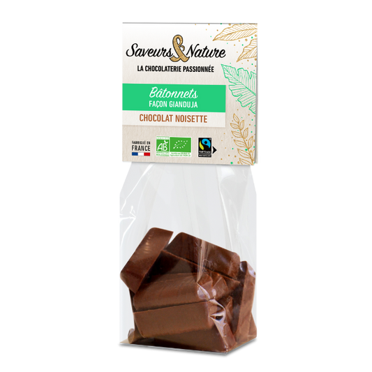 Sachet de bâtonnets chocolat noisette façon gianduja bio - 1